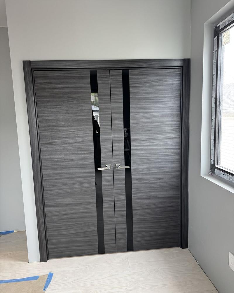 Gray laminate interior double doors
